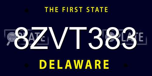 8ZVT383 Delaware License Plate