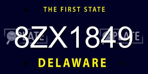 8ZX1849 Delaware License Plate