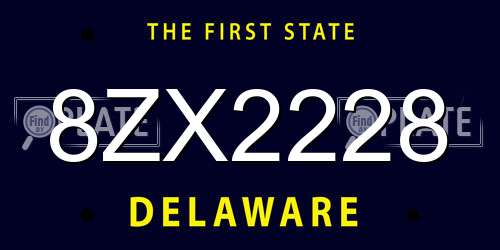 8ZX2228 Delaware License Plate
