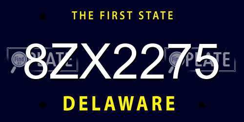8ZX2275 Delaware License Plate