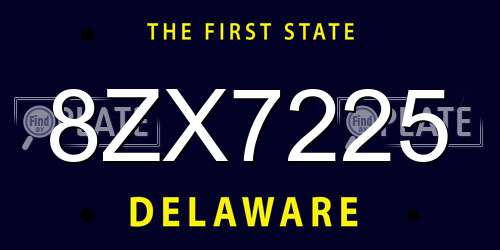 8ZX7225 Delaware License Plate