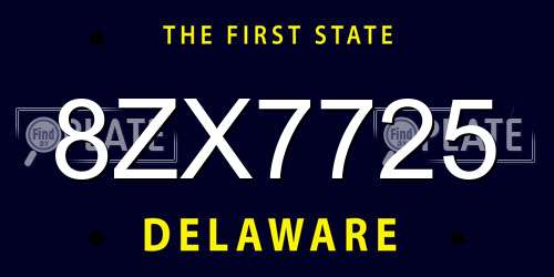 8ZX7725 Delaware License Plate