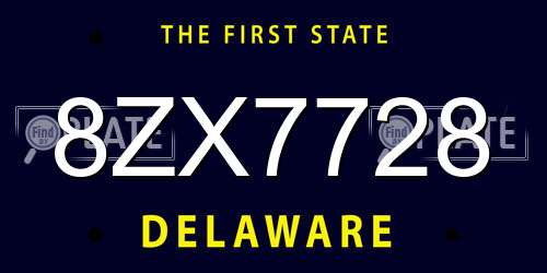 8ZX7728 Delaware License Plate