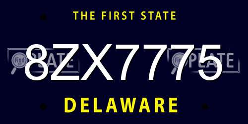 8ZX7775 Delaware License Plate