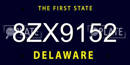 8ZX9152 Delaware License Plate