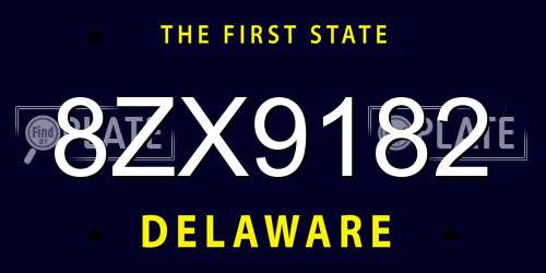 8ZX9182 Delaware License Plate