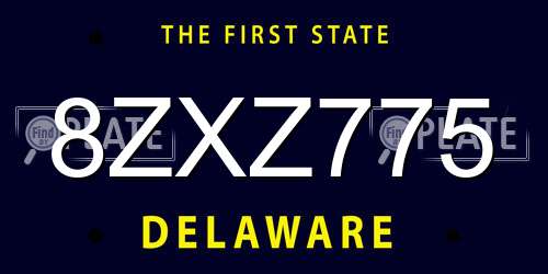 8ZXZ775 Delaware License Plate