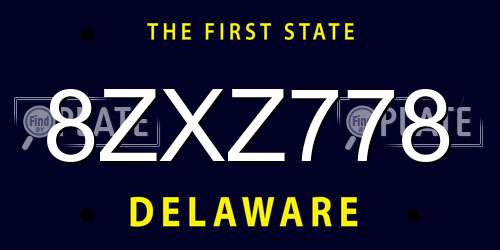 8ZXZ778 Delaware License Plate
