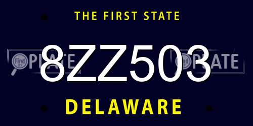 8ZZ503 Delaware License Plate