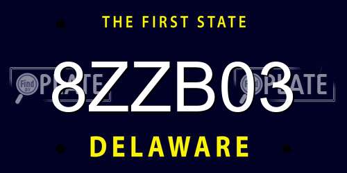 8ZZB03 Delaware License Plate