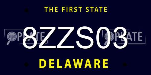 8ZZS03 Delaware License Plate