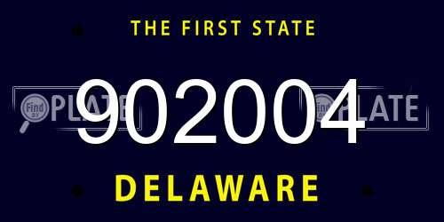 902004 Delaware License Plate
