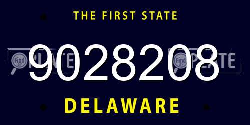 9028208 Delaware License Plate