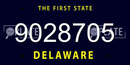 9028705 Delaware License Plate