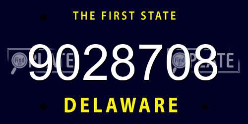9028708 Delaware License Plate