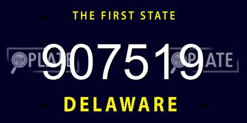 907519 Delaware License Plate