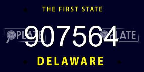907564 Delaware License Plate