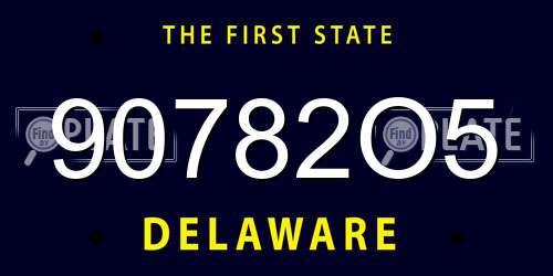 90782O5 Delaware License Plate