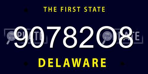 90782O8 Delaware License Plate