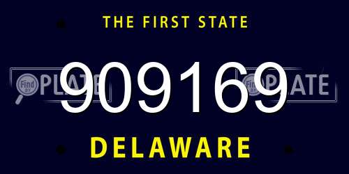 909169 Delaware License Plate