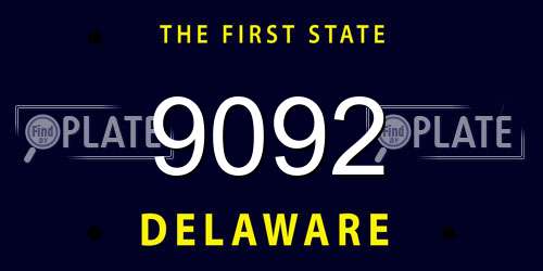 9092 Delaware License Plate