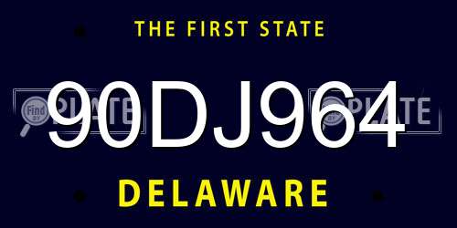 90DJ964 Delaware License Plate