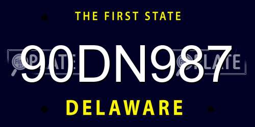 90DN987 Delaware License Plate