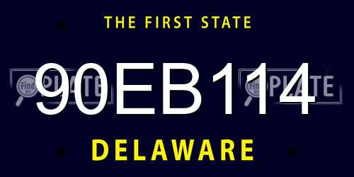 90EB114 Delaware License Plate