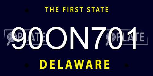 90ON701 Delaware License Plate