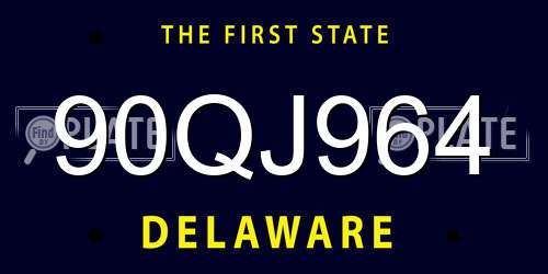 90QJ964 Delaware License Plate