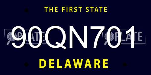 90QN701 Delaware License Plate