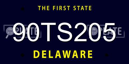 90TS205 Delaware License Plate