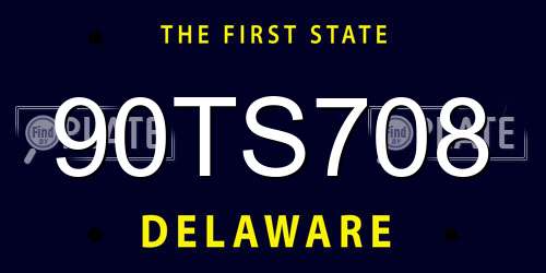 90TS708 Delaware License Plate