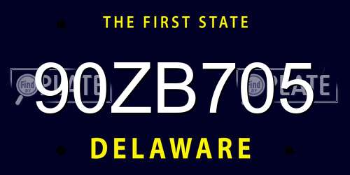 90ZB705 Delaware License Plate