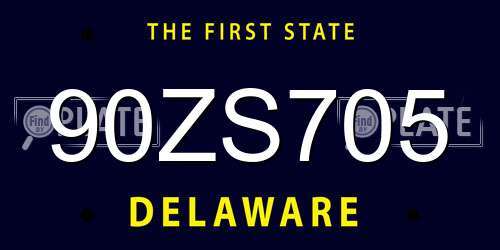 90ZS705 Delaware License Plate