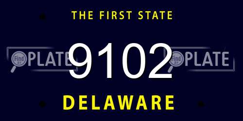 9102 Delaware License Plate