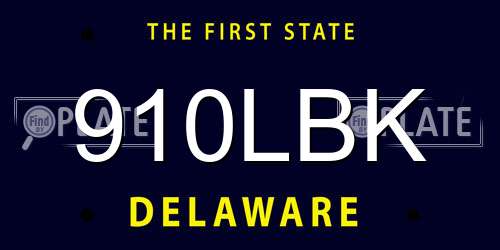 910LBK Delaware License Plate