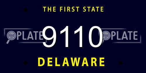 9110 Delaware License Plate