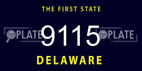 9115 Delaware License Plate