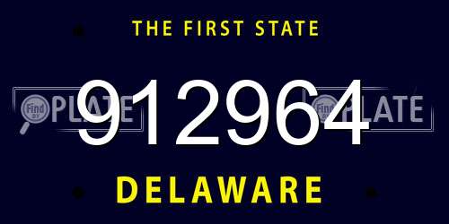 912964 Delaware License Plate