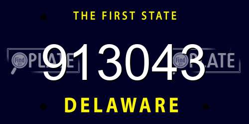 913043 Delaware License Plate