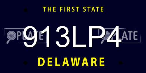 913LP4 Delaware License Plate