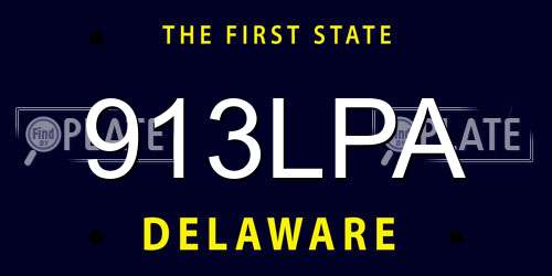 913LPA Delaware License Plate