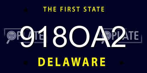 918OA2 Delaware License Plate