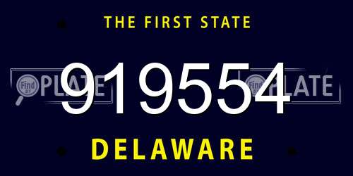 919554 Delaware License Plate