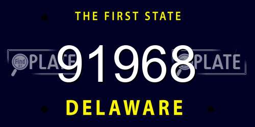91968 Delaware License Plate