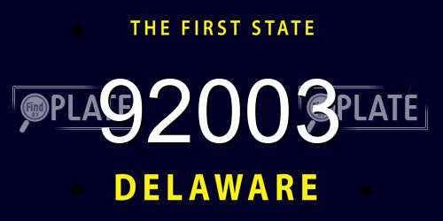 92003 Delaware License Plate