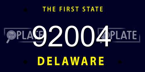92004 Delaware License Plate