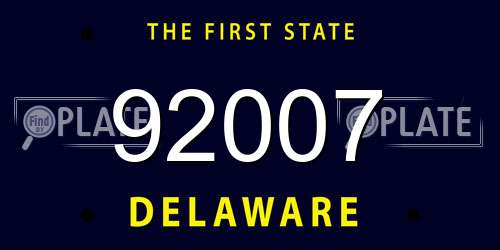 92007 Delaware License Plate