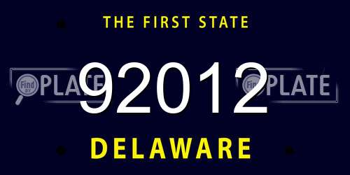 92012 Delaware License Plate